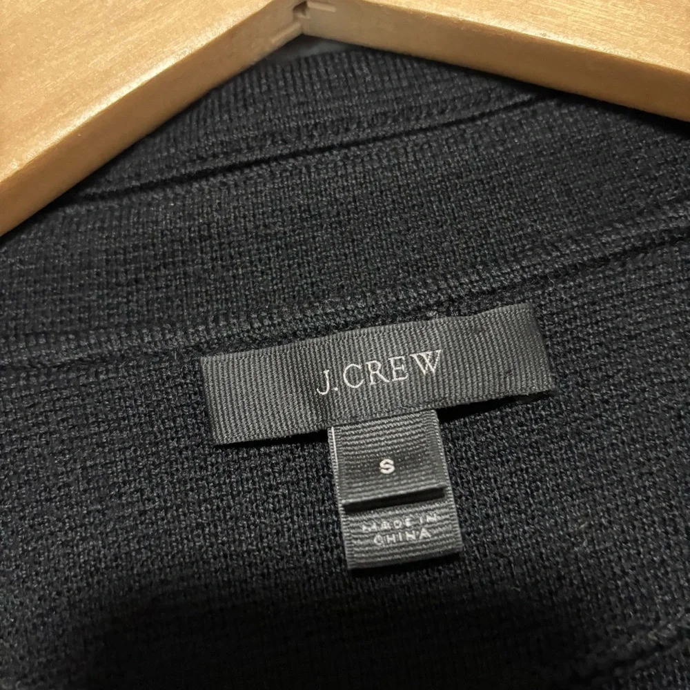 J. Crew Black Knit Merino Wool Open Front Chore Pocket Blazer